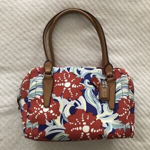 Relic Canvas Bag Double Shoulder Strap Purse 2 Zipper Compartments Coral Blue